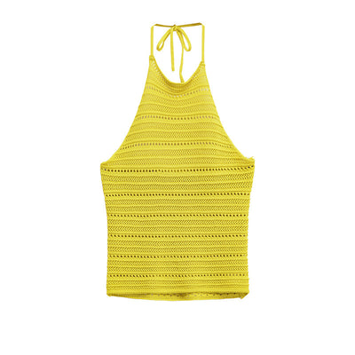 Suéter Tejido Hueco con Escote Halter para Mujer - Image 5