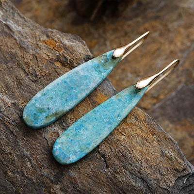 Aretes de Piedra Natural Lujo Ligero - Gotas de Agua Elegantes - Image 2
