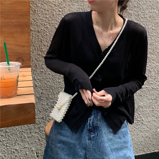 Cardigan de Seda de Hielo Tejido Fino con Protección Solar para Mujer - Image 3