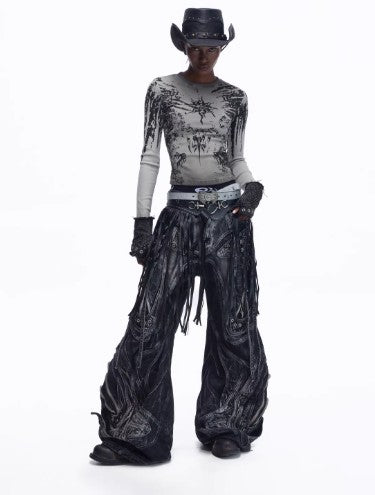 Jeans Patchwork Futurista con Cintura Ajustable y Silueta Definida - Image 8