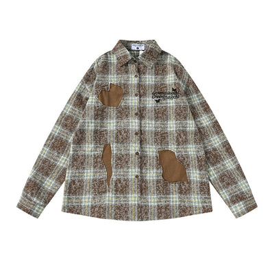 Camisa Cuadriculada Bordada de Manga Larga para Hombre Primavera Otoño - Image 7