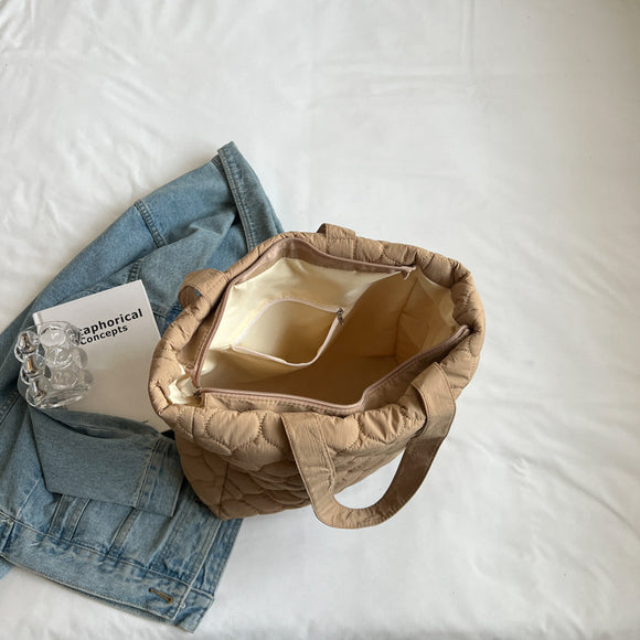 Bolso Tote Acolchado de Algodón con Diseño Rombo