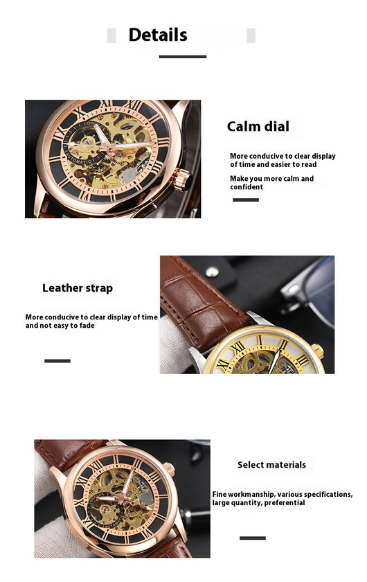 Reloj Mecánico Hombre Escala Romana Resistente al Agua Estilo Ejecutivo - Image 17