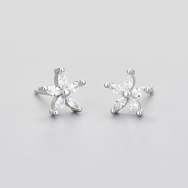 Aretes de Piedra de Caballo con Flor de Cinco Pétalos y Diamantes de Color - Image 6