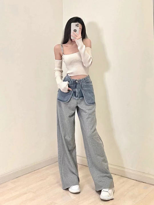 Pantalones Deportivos Denim Cintura Alta con Costuras Reforzadas - Image 8