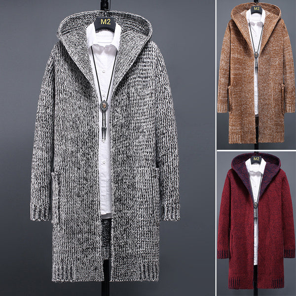 Cardigan Tejido Holgado con Capucha para Hombre - Suéter Casual