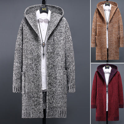 Cardigan Tejido Holgado con Capucha para Hombre - Suéter Casual