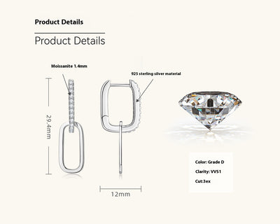 Aretes de Plata S925 Moissanita Doble Aro Diseño Luxury Nicho con Borla - Image 14