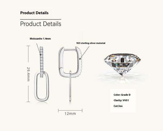 Aretes de Plata S925 Moissanita Doble Aro Diseño Luxury Nicho con Borla - Image 14