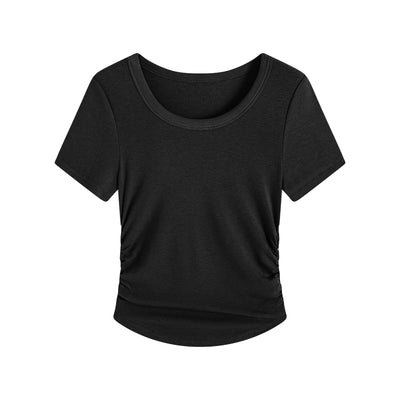 Blusa Plisada Talla Grande con Cintura Ajustable y Manga Corta - Image 5