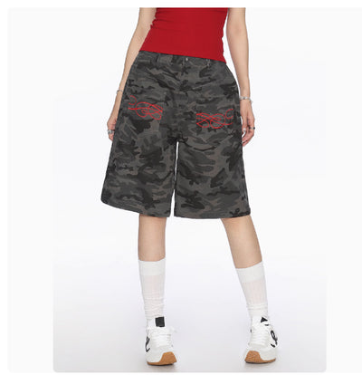 Pantalones Cortos Cargo Camuflaje Americano con Múltiples Bolsillos - Image 9
