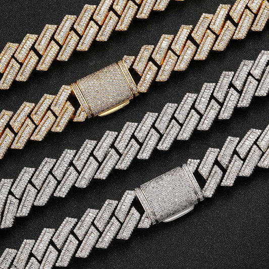 Cadena Cubana Hip Hop de Diamantes Doble Fila 18mm