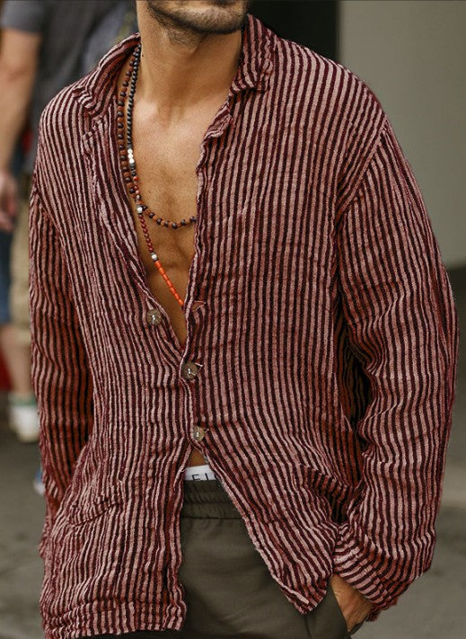 Camisa Manga Larga Estampado 3D para Hombre - Diseño Europeo Moderno