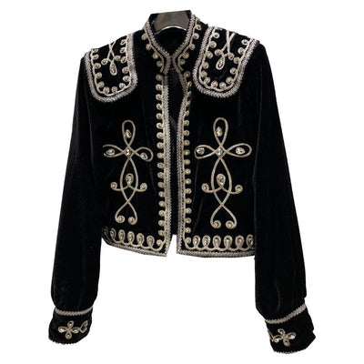 Chaqueta de Terciopelo Trenzada con Botones de Diamante para Mujer - Image 8