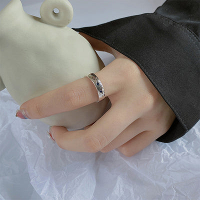 Anillo de Plata 925 Pareja de Leopardos de Nieve con Ojos Azules Vintage - Image 2