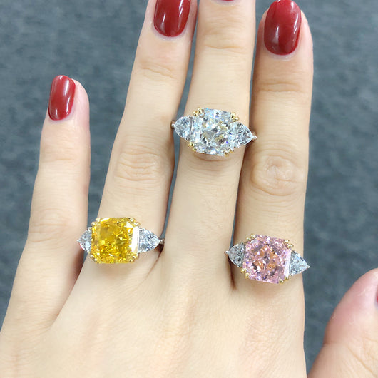 Anillo de Diamante de Carbono Alto para Mujer