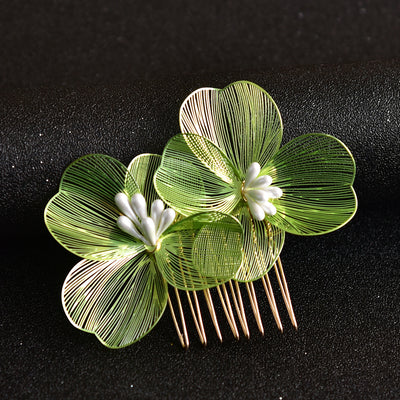Peineta Nupcial de Flores Doradas - Accesorio de Ensueño para Novia - Image 22