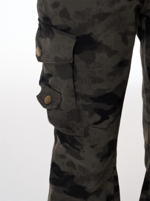 Pantalones Cargo Estilo Retro Americano con Múltiples Bolsillos