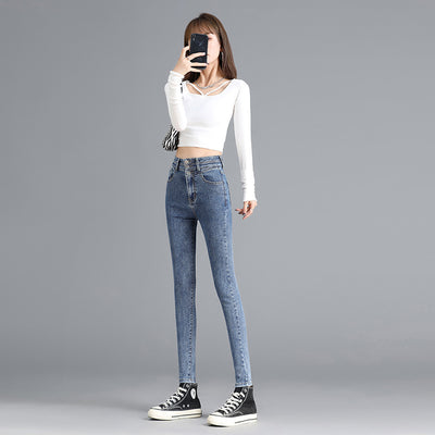 Pantalón Denim Slim Ajustado con Pie Elástico