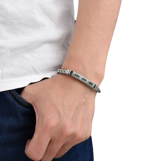 Pulsera de Plata Esterlina con Cuerda de Cáñamo y Circones Tejidos a Mano - Image 5
