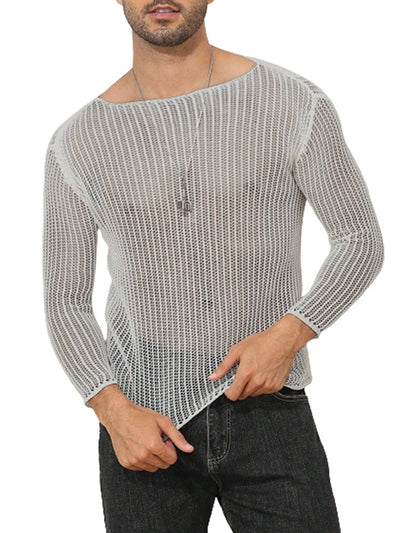 Polera Manga Larga Transparente de Punto Fino para Hombre - Image 16