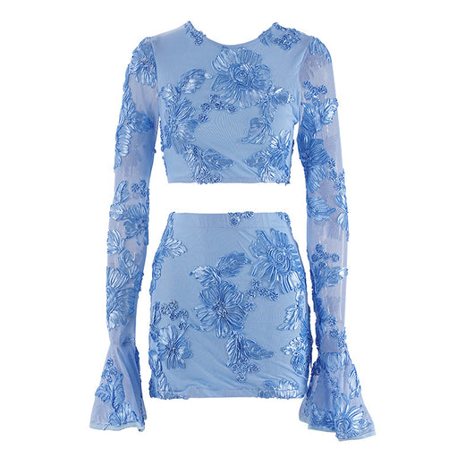 Conjunto Falda-Blusa Floral Bordada Escotado - Image 15