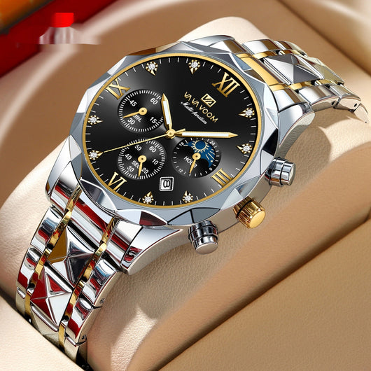 Reloj de Acero Tungsteno Resistente al Agua con Doble Calendario - Image 12