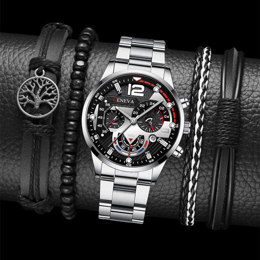 Set de 2 Relojes de Acero para Hombre con Pulsera - Diseño Ejecutivo Tres Ojos - Image 15