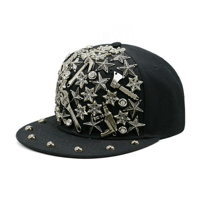 Gorra Harajuku Estilo Europeo Americano con Calavera y Remaches Cruzados - Image 19