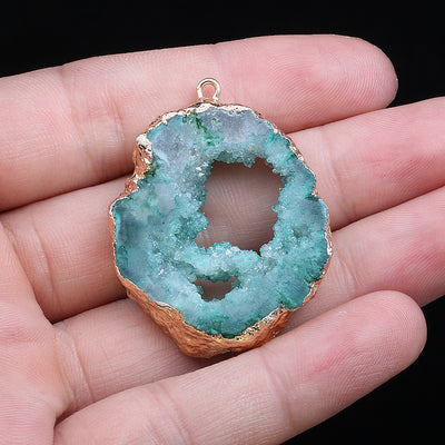Colgante de Piedra Natural Semipreciosa con Electrochapado Irregular