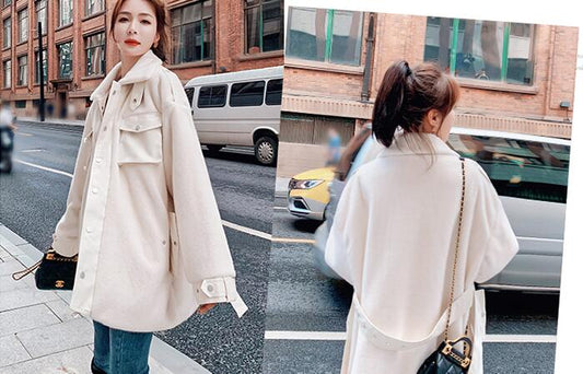 Abrigo de Pelaje Blanco Suelto para Mujer - Diseño Elegante Todo en Uno - Image 2