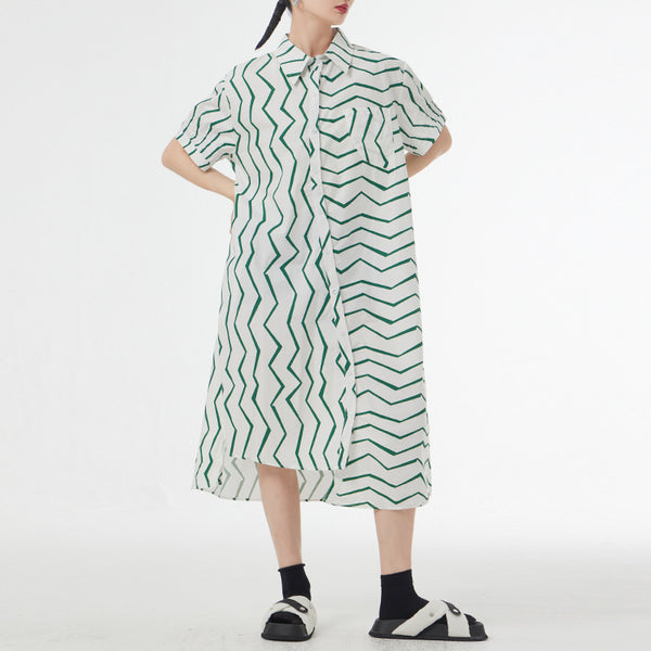 Vestido Camisero Mujer Rayas Francesas Estilo Relajado para Verano