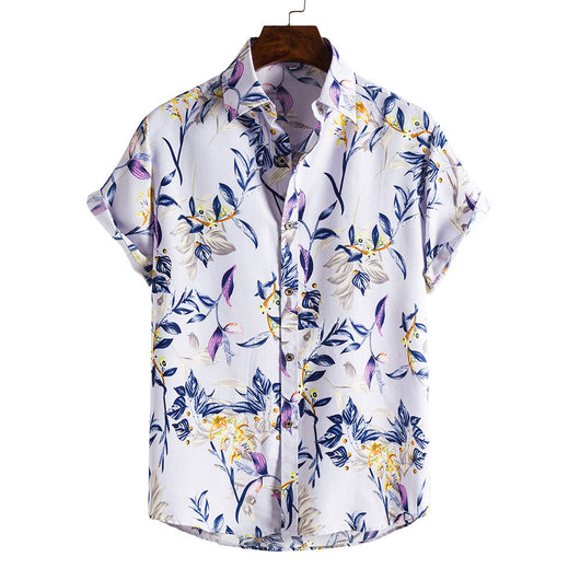Camisa Casual de Manga Corta con Estampado Floral para Hombre - Image 13
