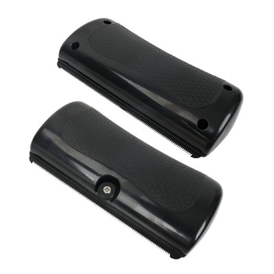 Black HistoTree animal deshedding comb with a textured grip, shown next to its white and green retail box. - Image 5