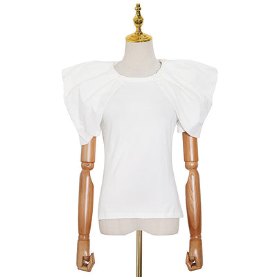 Polera Cropped Patchwork Cuello Redondo Ajustada para Mujer - Image 5