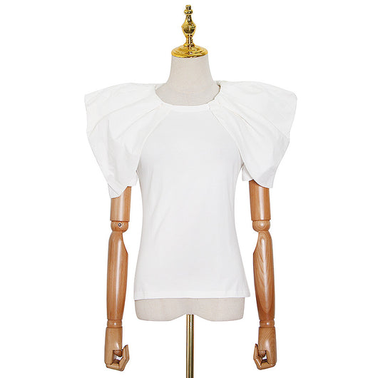 Polera Cropped Patchwork Cuello Redondo Ajustada para Mujer - Image 5