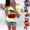 Remera de Algodón con Parche de Cereza y Lentejuelas