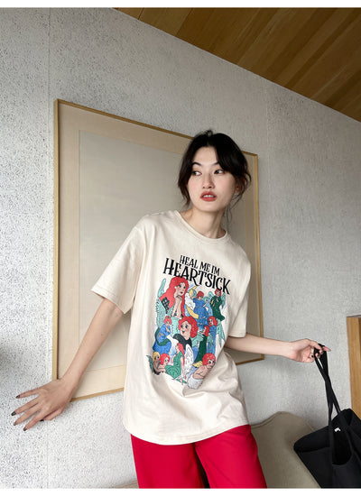 Playera Estampada Suelta y Ajustada para Mujer - Cuello Redondo Manga Corta - Image 27