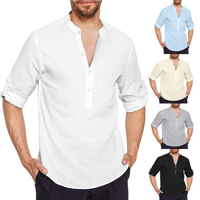 Camisa Juvenil de Algodón y Lino para Hombre