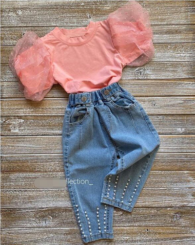 Conjunto de Blusa de Encaje y Jeans con Bolsillos Decorados - Image 14