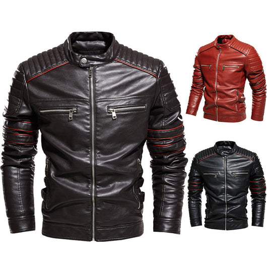 Chaqueta de Cuero para Motociclista con Forro Polar