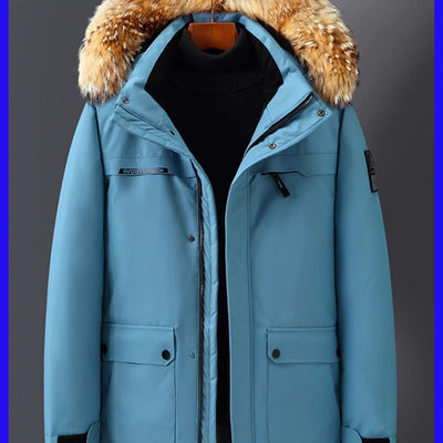 Chaqueta Acolchada de Plumón de Pato para Hombre con Cuello de Piel - Image 21