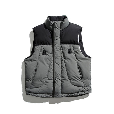 Chaleco Acolchado Retro Color Block con Cuello Alto - Image 7