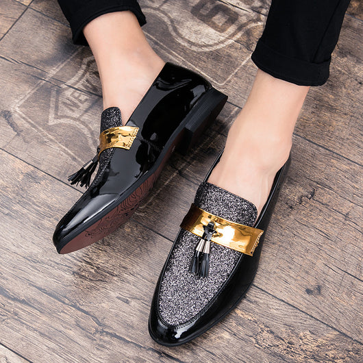 Zapatos de Cuero Ingleses Punta Afilada con Lentejuelas para Hombre - Talla Grande - Image 11