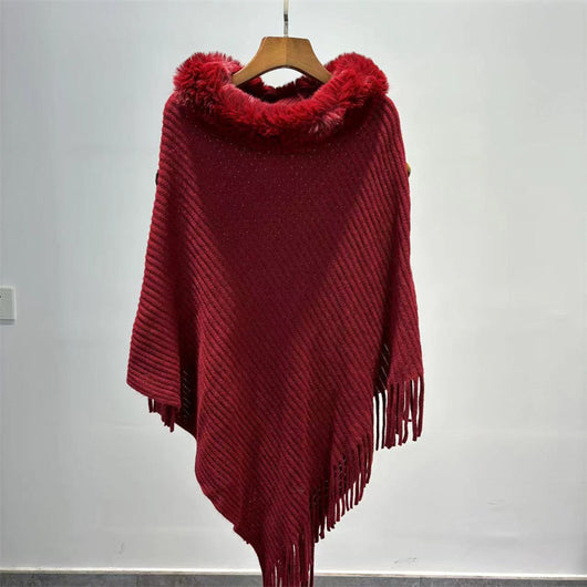 Capa Tejida con Cuello de Piel Sintética - Elegancia y Calidez - Image 6