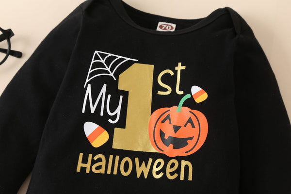 Conjunto de Pijama Infantil Estampado Manga Larga - Diseño Calabaza