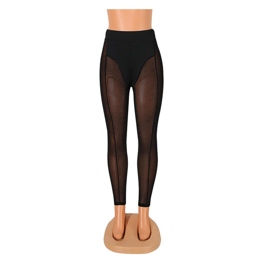 Leggings Negros de Malla Elástica Ajustados - Image 9