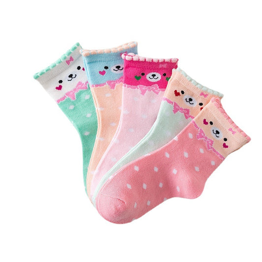 Calcetines de Algodón para Niñas con Lunares y Diseño Cartoon Adorable - Image 2
