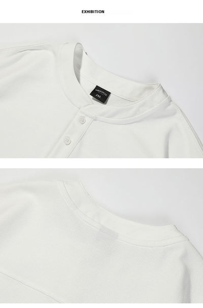 Playera Cuello Henley Básica de Color Sólido para Verano - Image 15