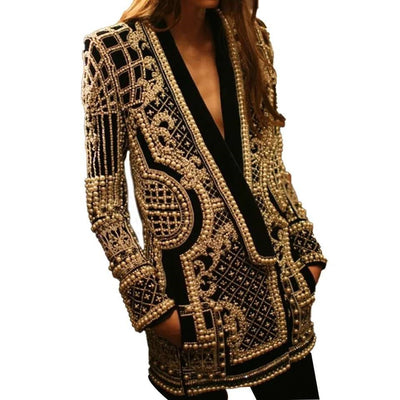 Blazer Acolchado con Estampado de Perlas para Mujer - Image 7